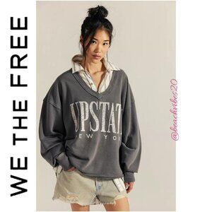 WE THE FREE BY FREE PEOPLE Venice V-Neck Graphic Sweatshirt XS NWOT FP-340